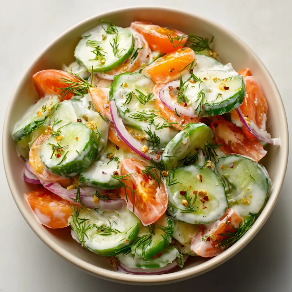  Salade de concombres fraîche et croquante servie dans un grand bol en verre