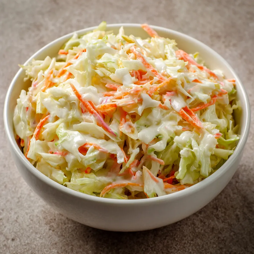 Bol de salade façon KFC maison avec chou râpé, carottes et sauce crémeuse