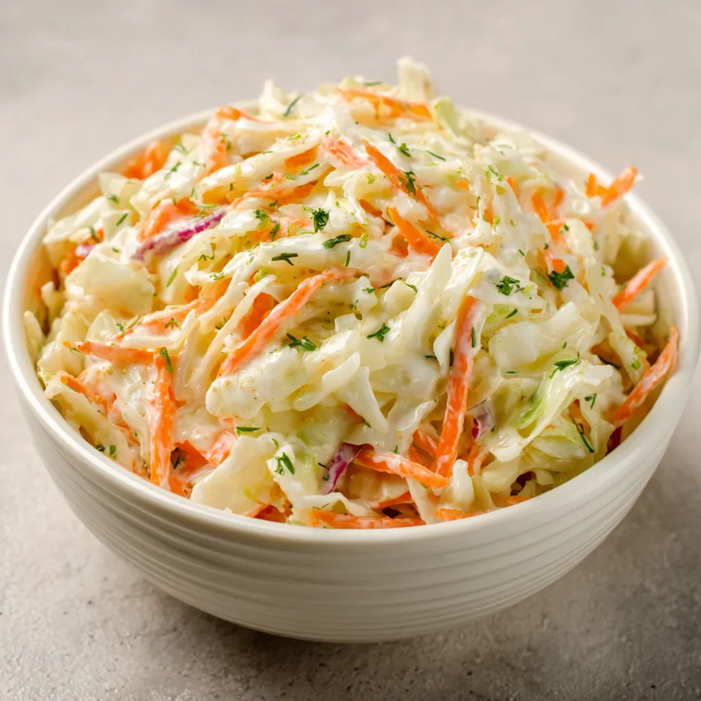Bol de salade façon KFC maison avec chou râpé, carottes et sauce crémeuse