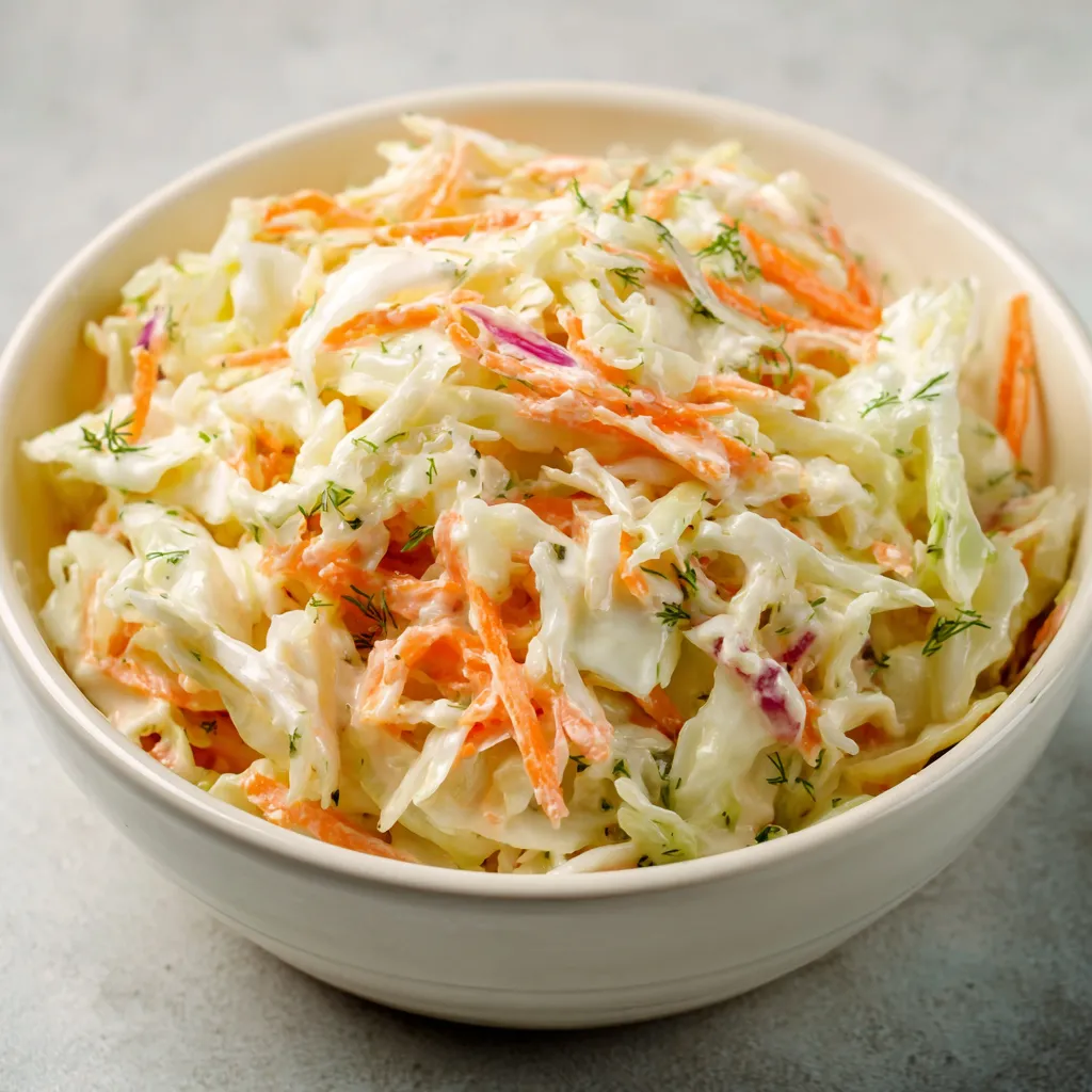 Bol de salade façon KFC maison avec chou râpé, carottes et sauce crémeuse