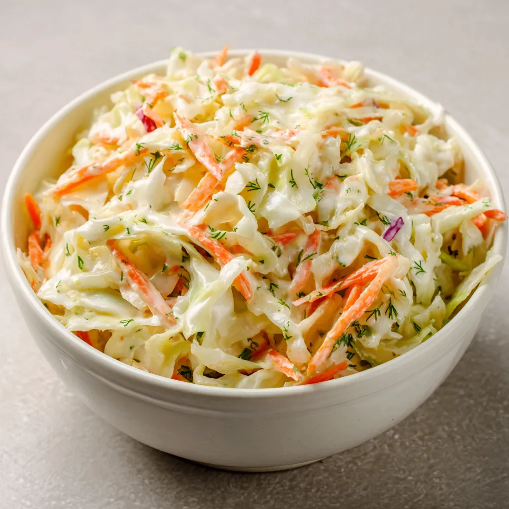 Bol de salade façon KFC maison avec chou râpé, carottes et sauce crémeuse