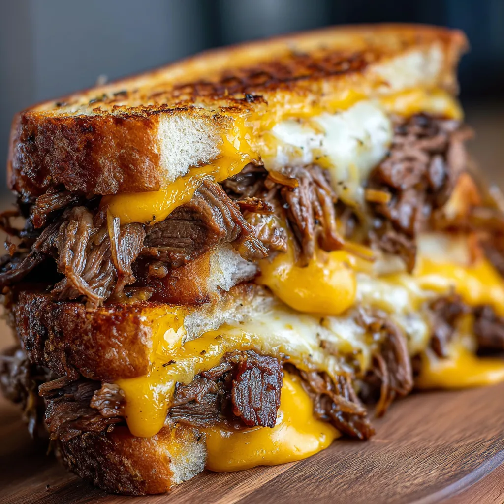 sandwich au bœuf grillé avec fromage fondu servi chaud