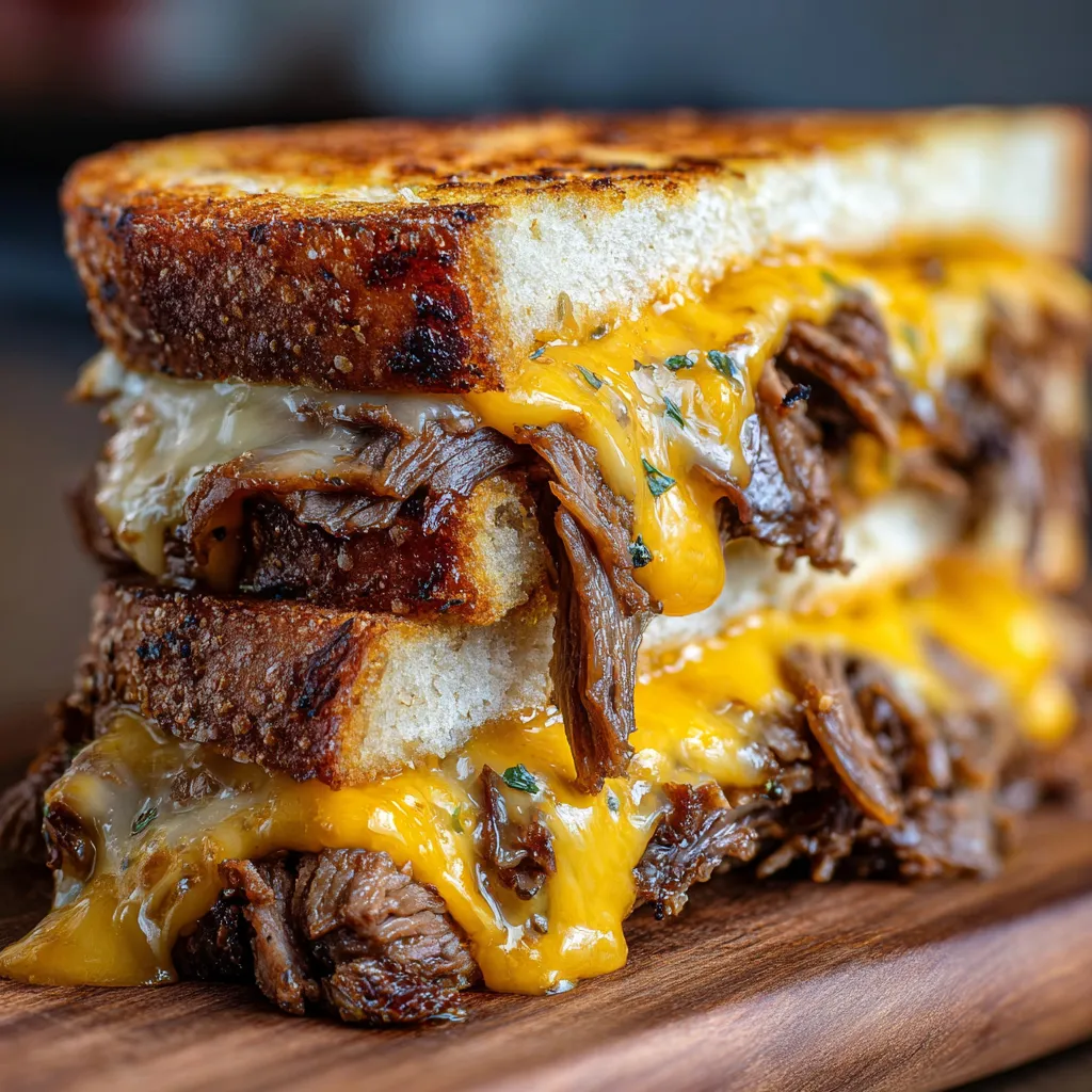 sandwich au bœuf grillé avec fromage fondu servi chaud