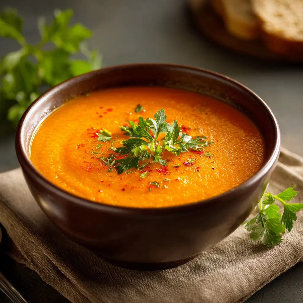 Soupe détox légère aux légumes servie dans un bol blanc