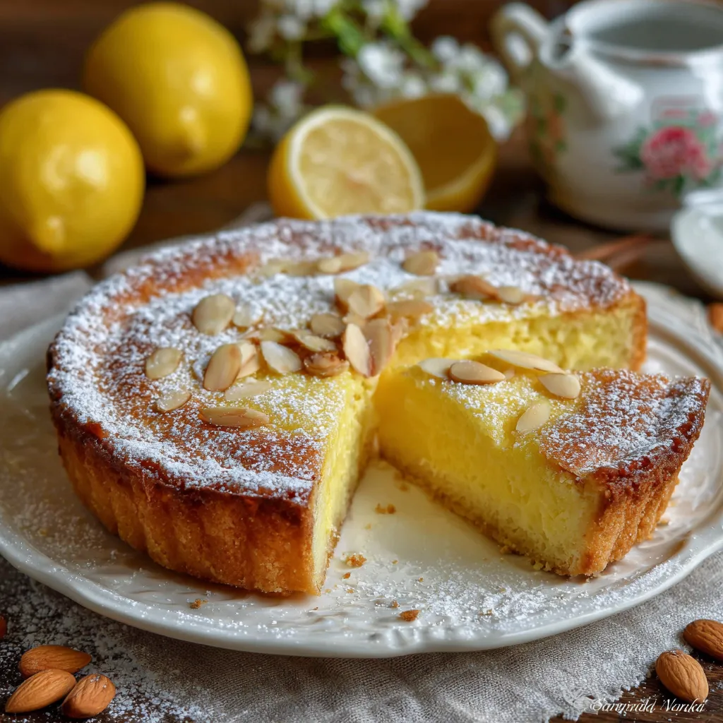 Tarte Italienne de la Grand‑Mère dorée avec pignons et sucre glace