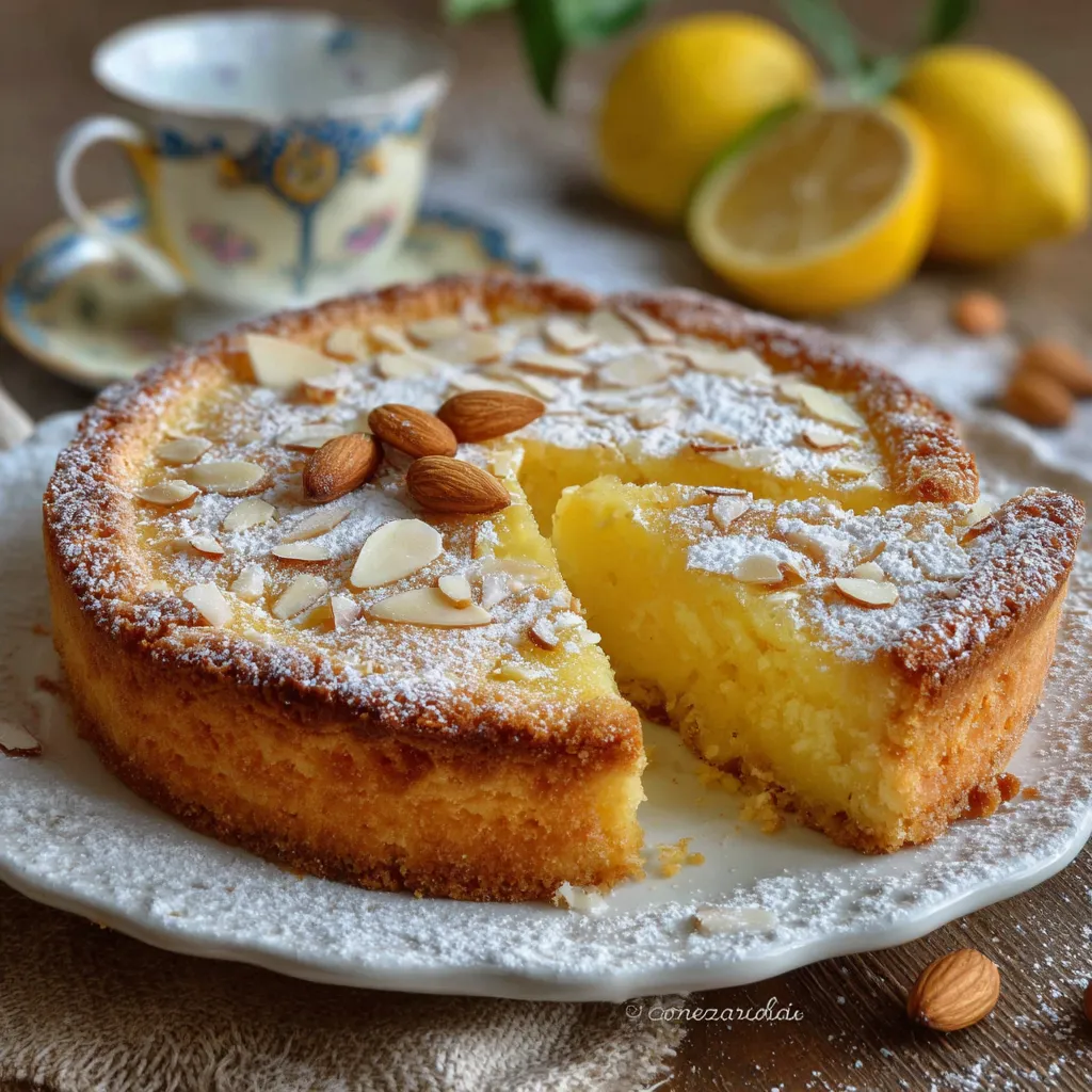 Tarte Italienne de la Grand‑Mère dorée avec pignons et sucre glace
