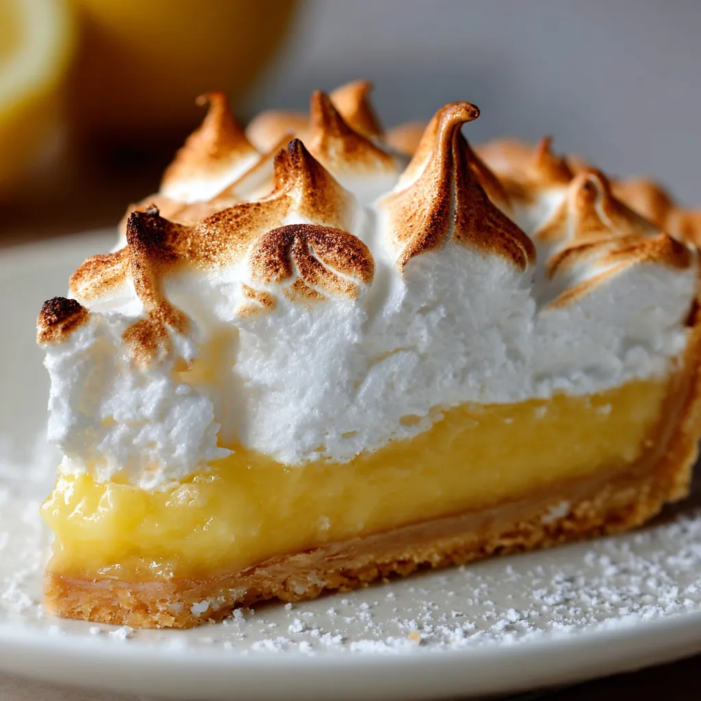 Tarte meringuée au citron maison avec crème citron et meringue italienne dorée
