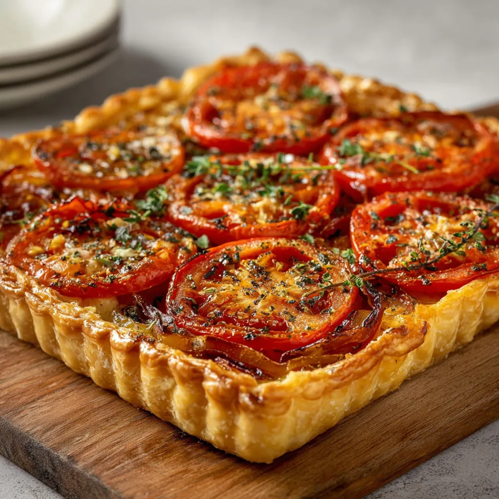 Tarte provençale aux tomates maison avec pâte croustillante et herbes de Provence