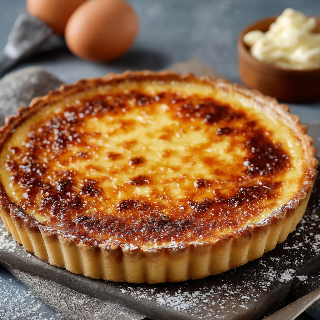 Tarte au Sucre Ch’ti du Nord dorée et moelleuse sortie du four