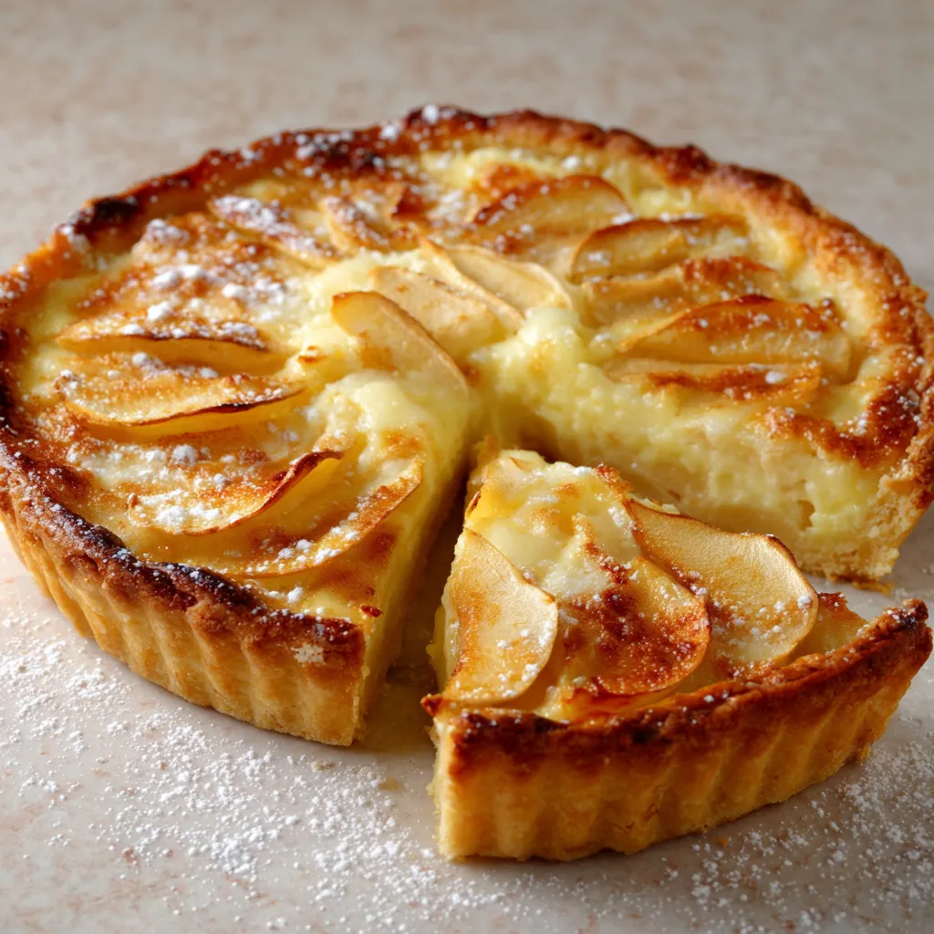 Tarte aux pommes façon quiche dorée sortie du four