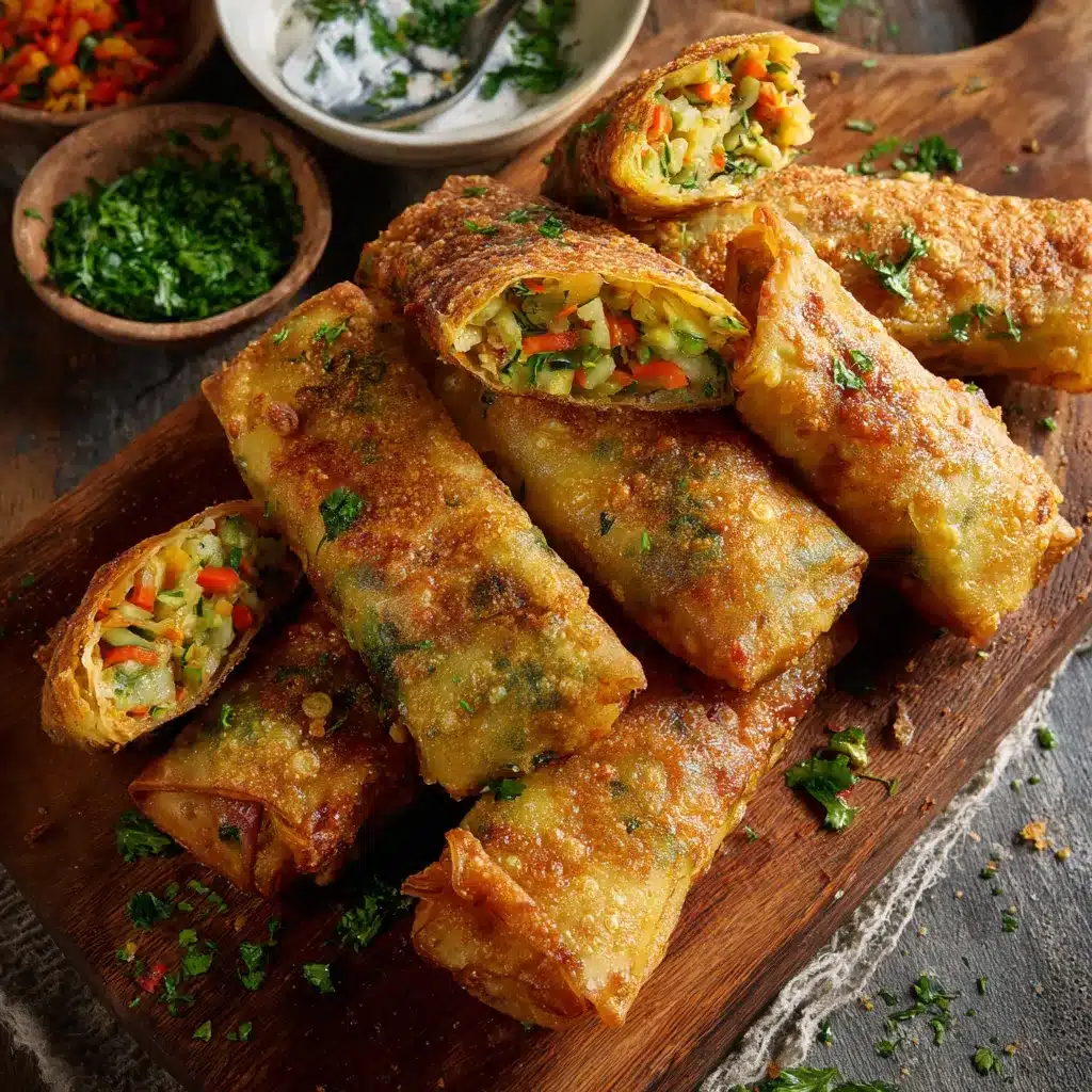Briouates croustillantes farcies aux légumes servies sur une assiette en entrée