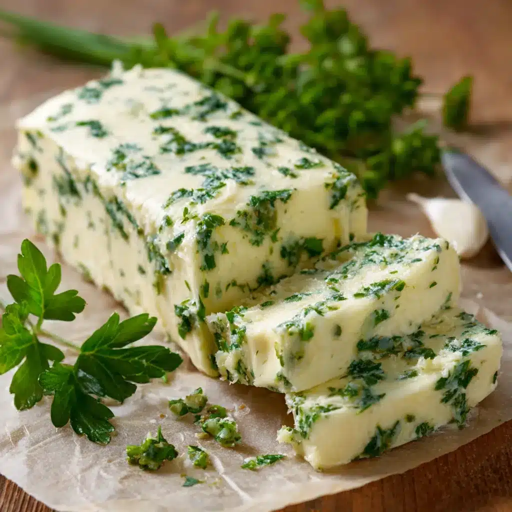 Beurre maison à l’ail et au persil roulé dans du papier cuisson