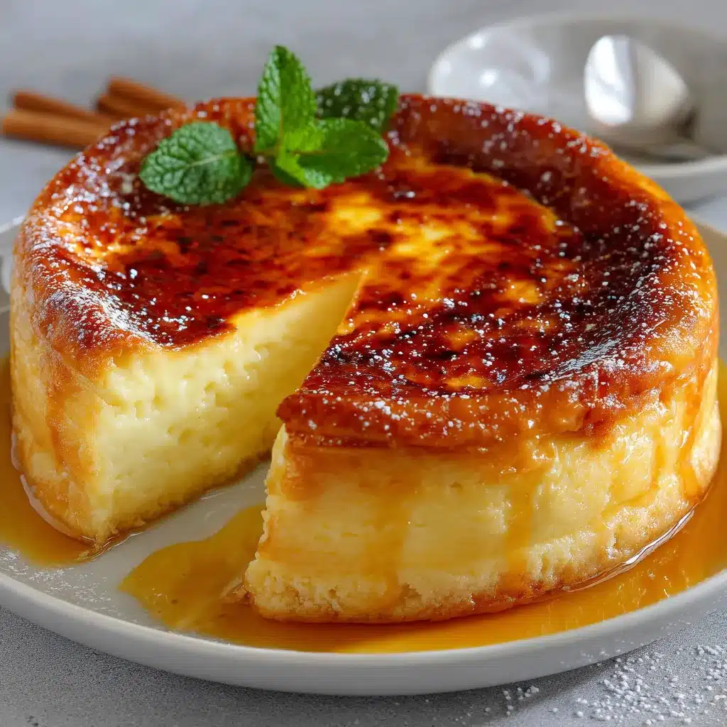 Flan pâtissier maison crémeux et doré sur pâte feuilletée dans un moule rond