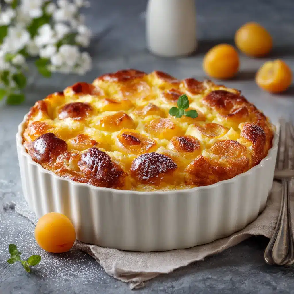 Flognarde aux mirabelles maison dans un plat à gratin doré au four