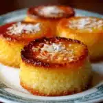 Fondant à la noix de coco doré au four servi dans un ramequin avec topping croustillant