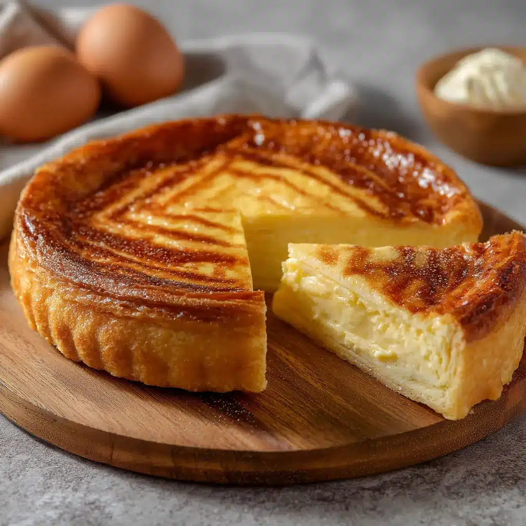 Gâteau Basque traditionnel avec crème pâtissière maison, doré et croustillant.