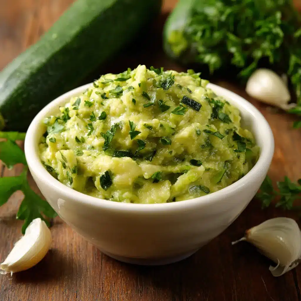 Guacamole léger à la courgette dans un bol avec crudités