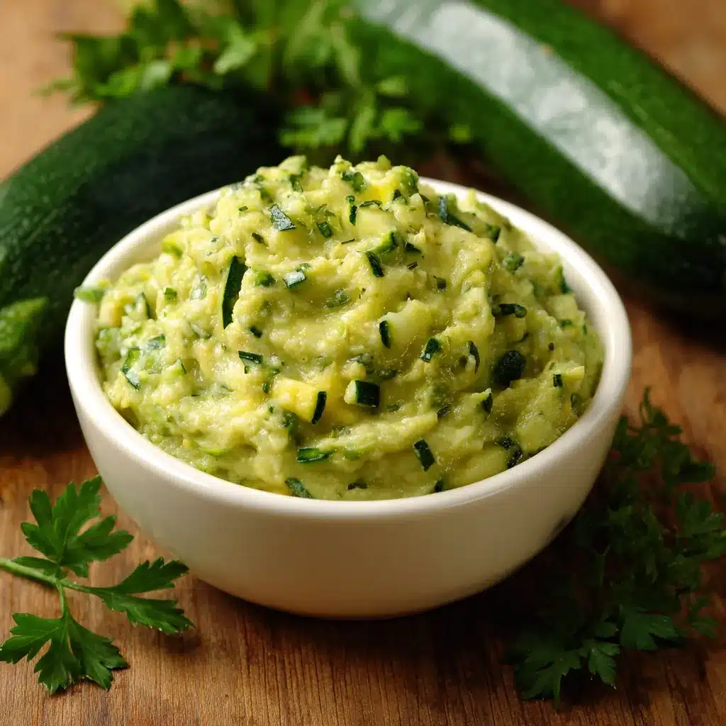 Guacamole léger à la courgette dans un bol avec crudités