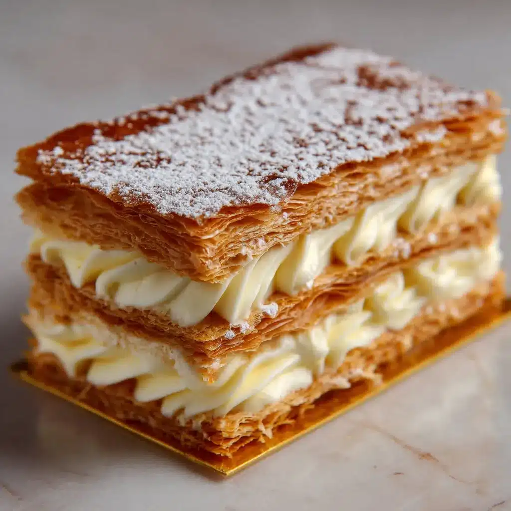 Mille-feuilles à la vanille maison avec glaçage marbré et crème pâtissière