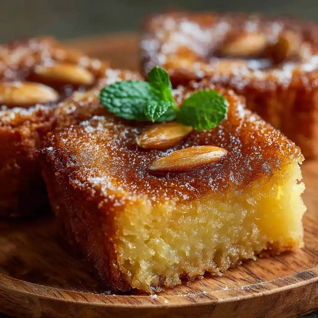 Moelleux à la frangipane au rhum doré et fondant, coupé en parts dans un plat en céramique