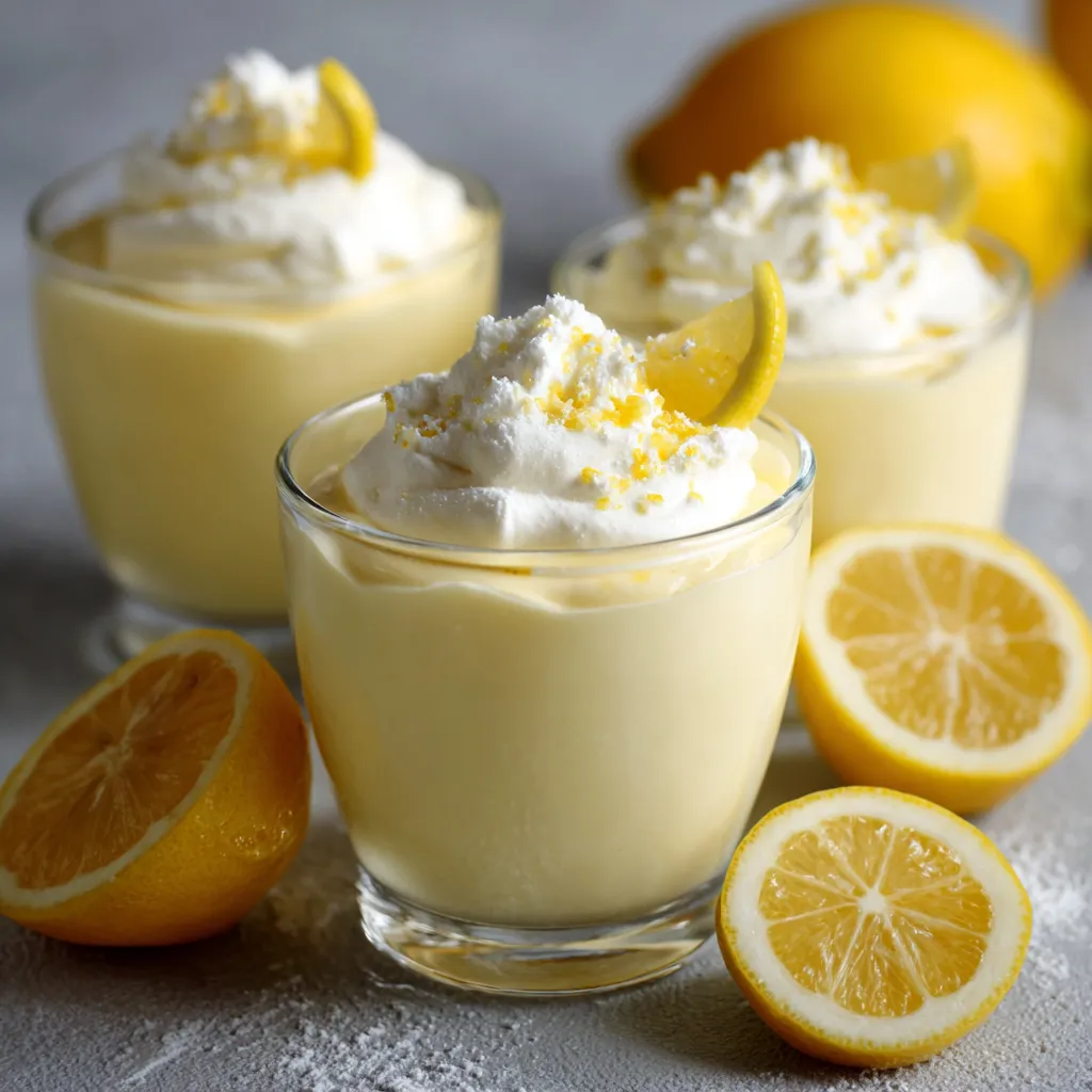 Mousse au citron légère servie dans une verrine avec zeste de citron