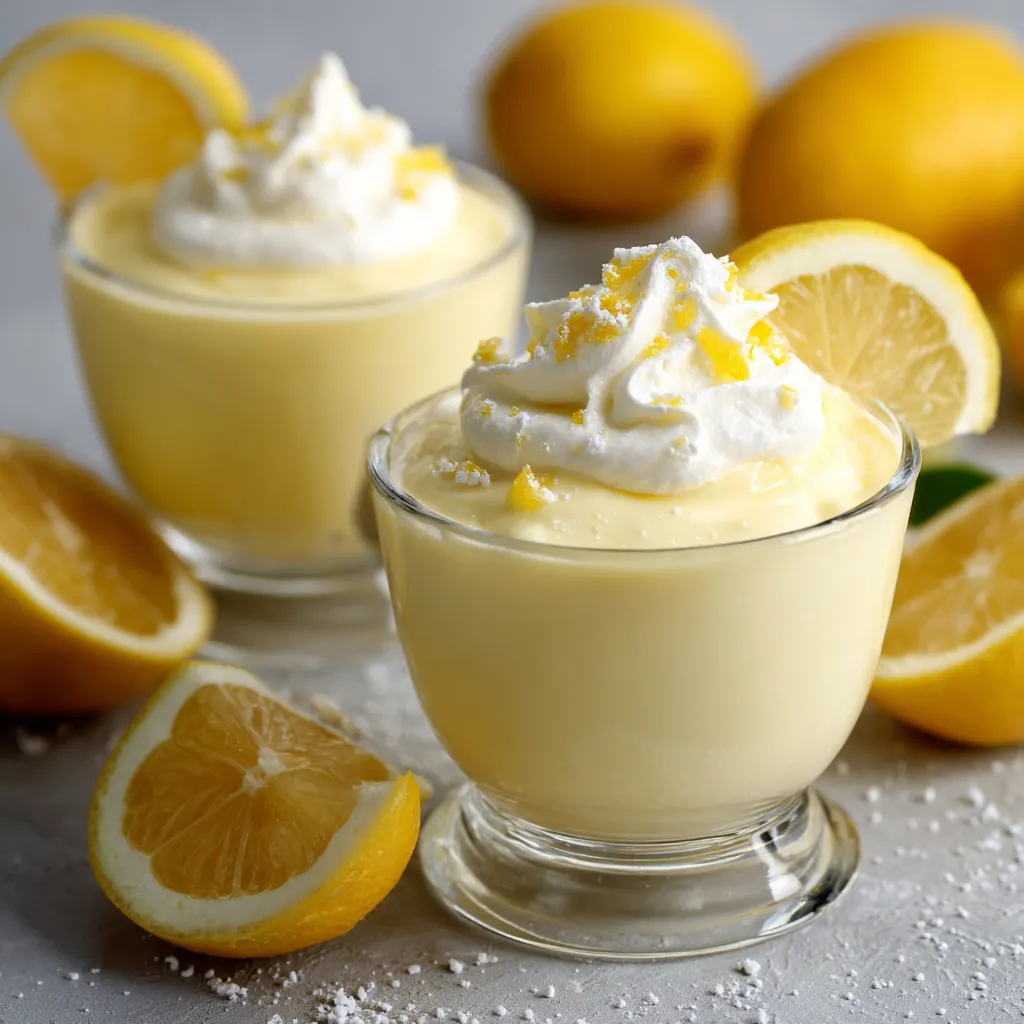 Mousse au citron légère servie dans une verrine avec zeste de citron