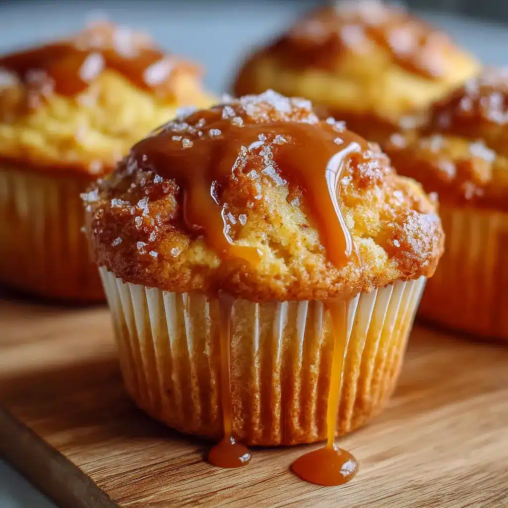 Muffins au cœur coulant de caramel beurre salé dans un moule, dorés et tièdes