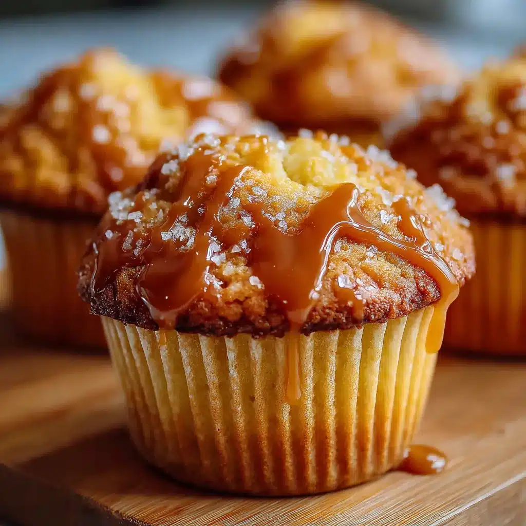 Muffins au cœur coulant de caramel beurre salé dans un moule, dorés et tièdes