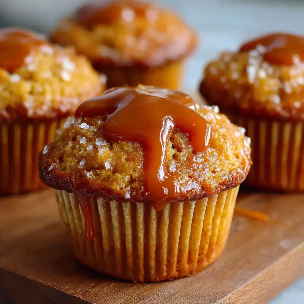 Muffins au cœur coulant de caramel beurre salé dans un moule, dorés et tièdes