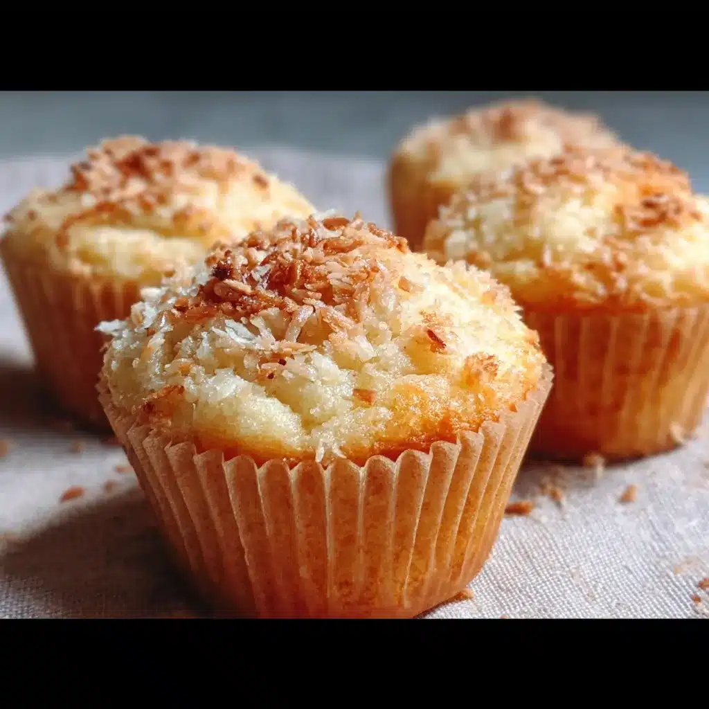 Muffins à la noix de coco dorés dans des caissettes en papier