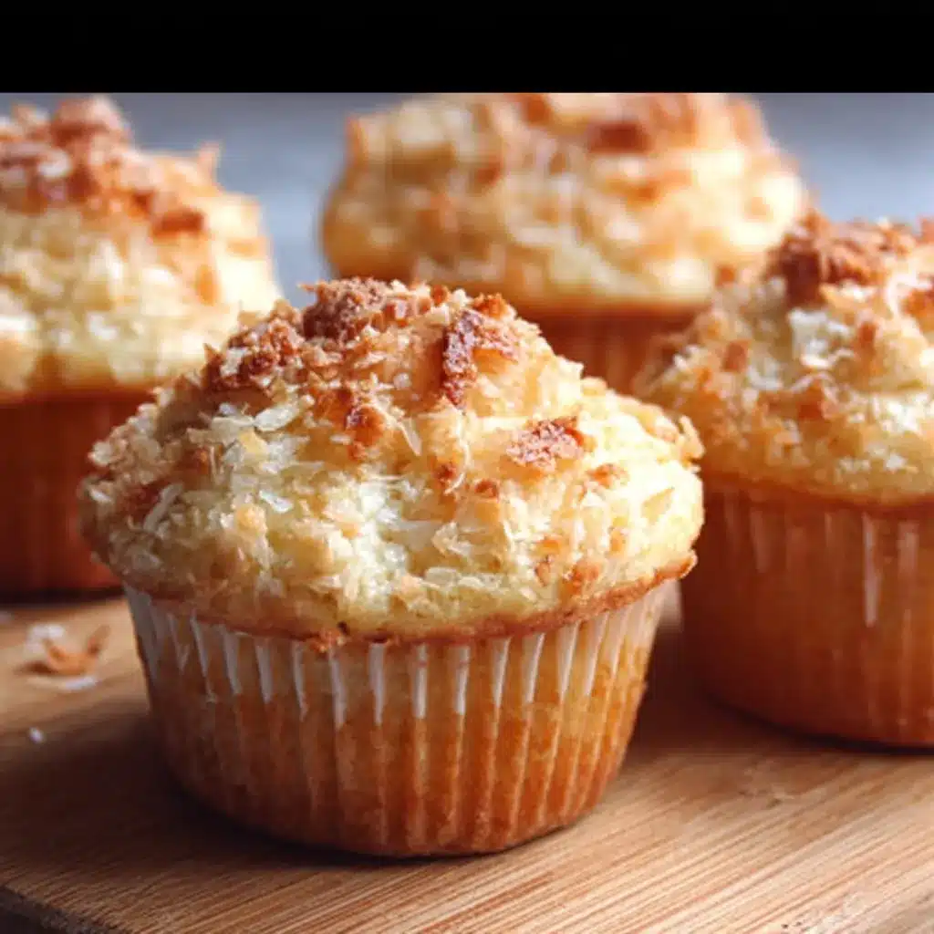 Muffins à la noix de coco dorés dans des caissettes en papier