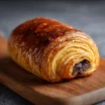 Pain au chocolat maison croustillant et doré sur une grille de refroidissement