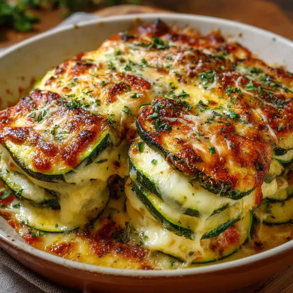 Gratin de courgettes crémeux au fromage, prêt à être dégusté