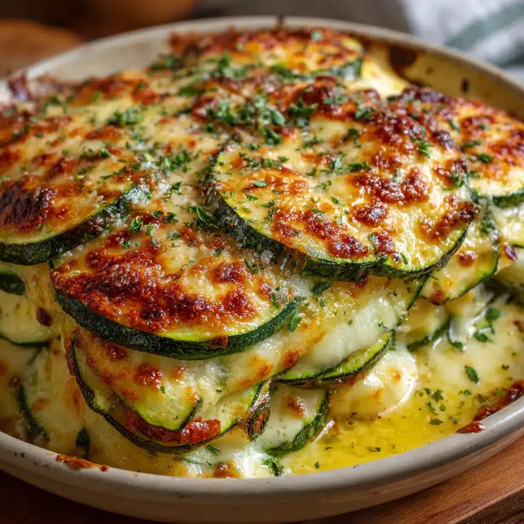 Gratin de courgettes crémeux au fromage, prêt à être dégusté