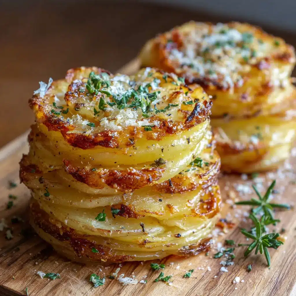 Piles de pommes de terre croustillantes dorées au four dans un moule à muffins