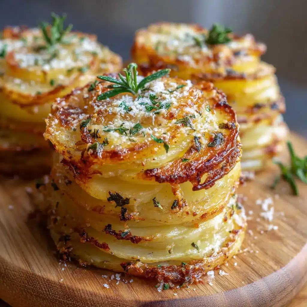 Piles de pommes de terre croustillantes dorées au four dans un moule à muffins