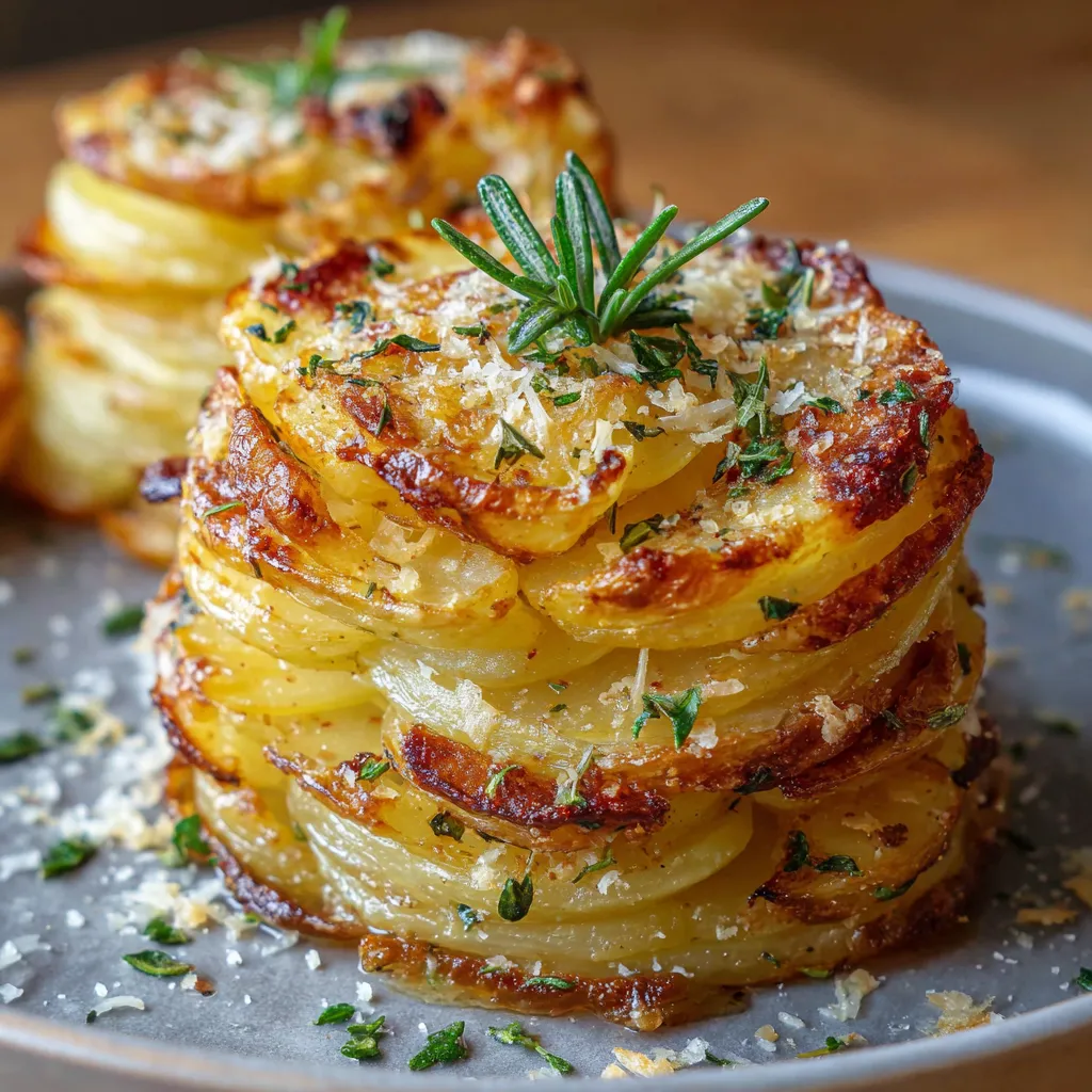 Piles de pommes de terre croustillantes dorées au four dans un moule à muffins