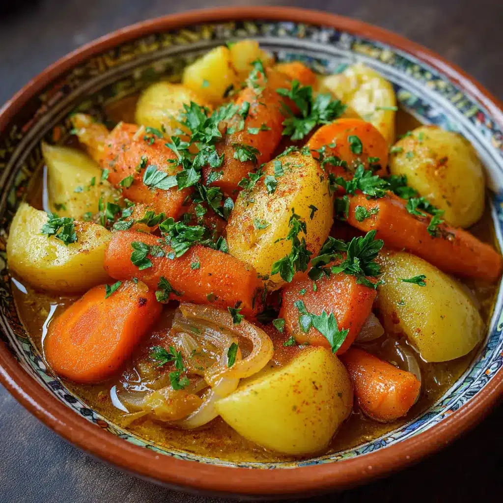 Plat mijoté de pommes de terre et carottes servi chaud dans une cocotte