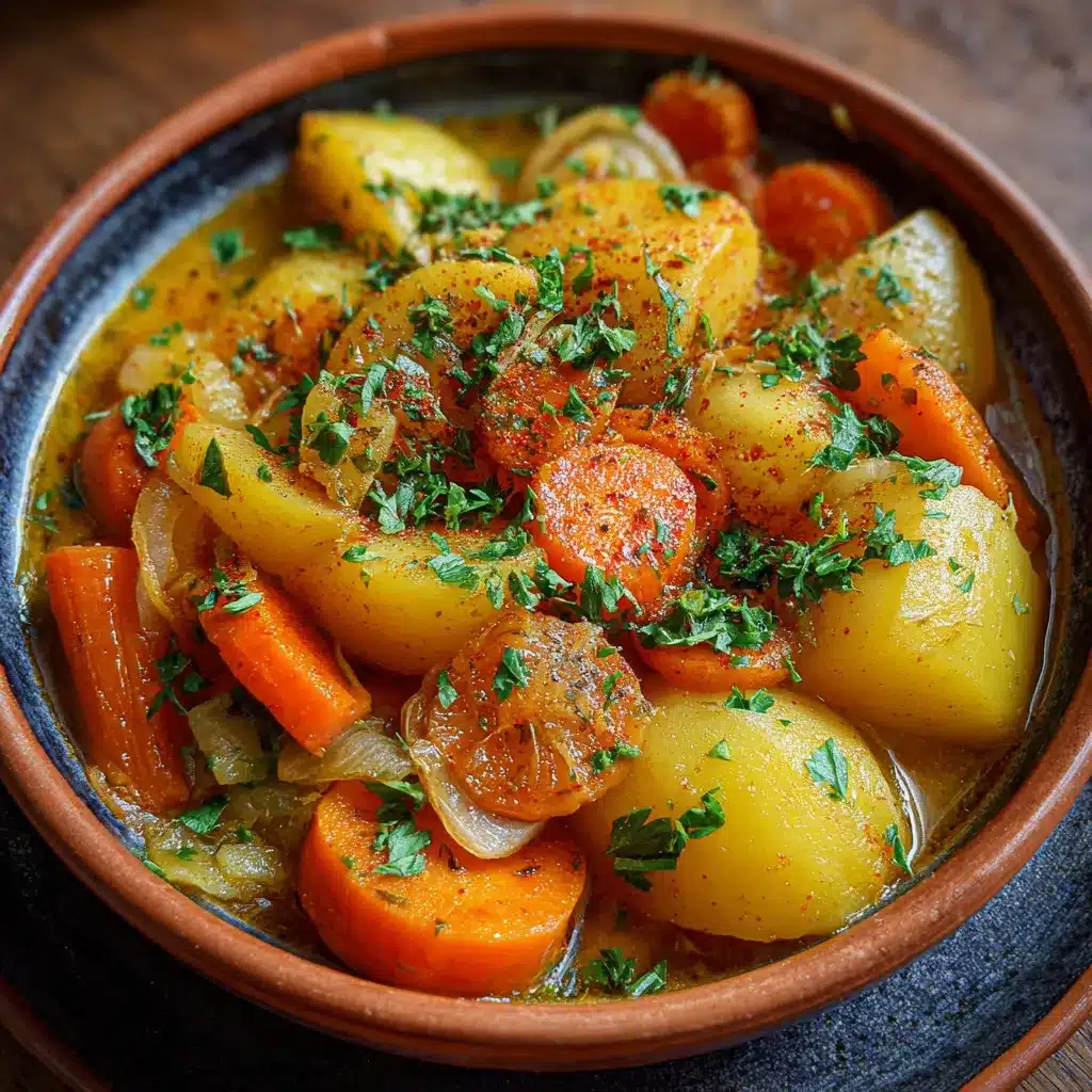 Plat mijoté de pommes de terre et carottes servi chaud dans une cocotte