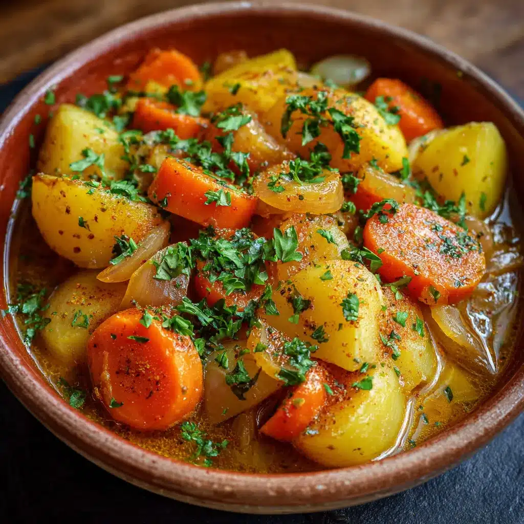 Plat mijoté de pommes de terre et carottes servi chaud dans une cocotte