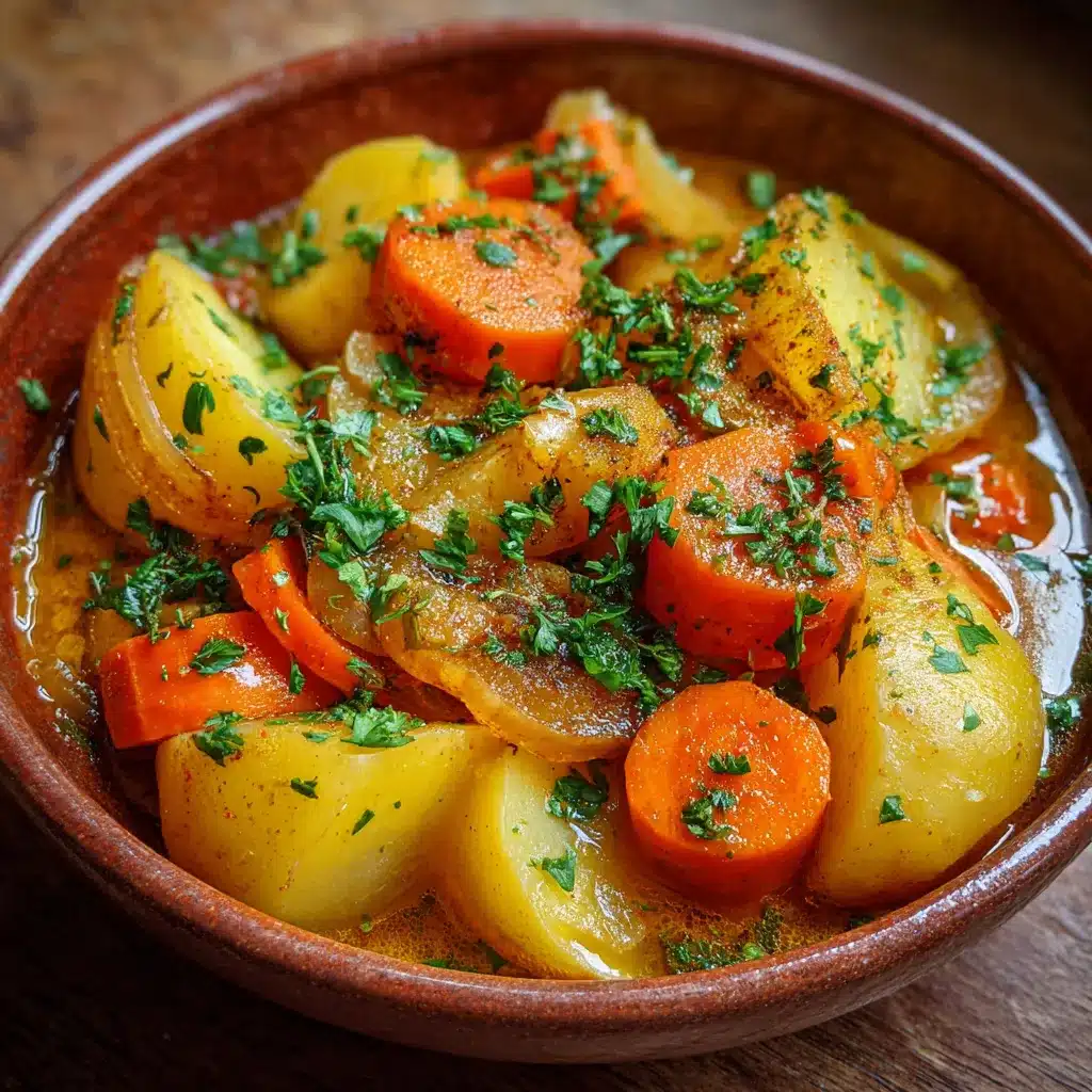 Plat mijoté de pommes de terre et carottes servi chaud dans une cocotte