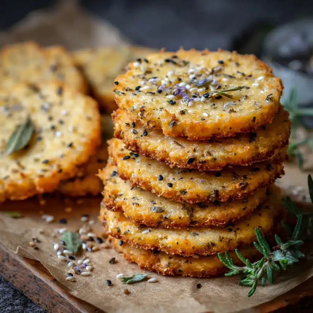 Sablés maison au comté, graines de sésame et herbes de Provence sur une plaque de cuisson