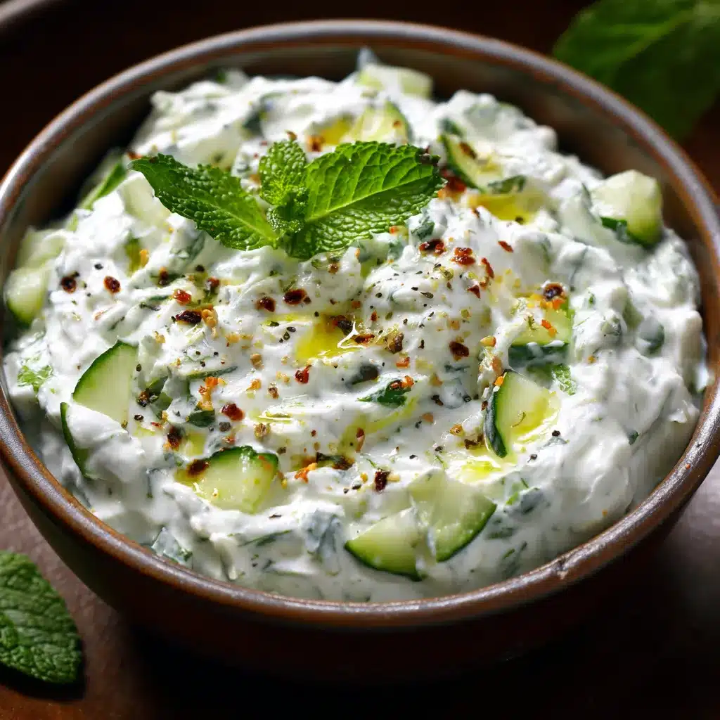 Sauce tzatziki grecque maison servie dans un bol blanc avec menthe fraîche