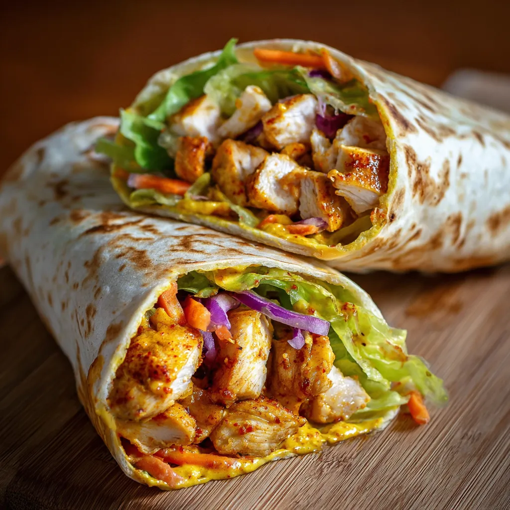 Wraps au poulet au miel moutarde maison avec légumes croquants