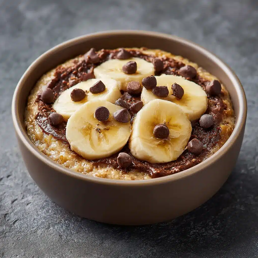 Bowl cake banane-choco moelleux servi dans un bol blanc avec pépites de chocolat fondantes