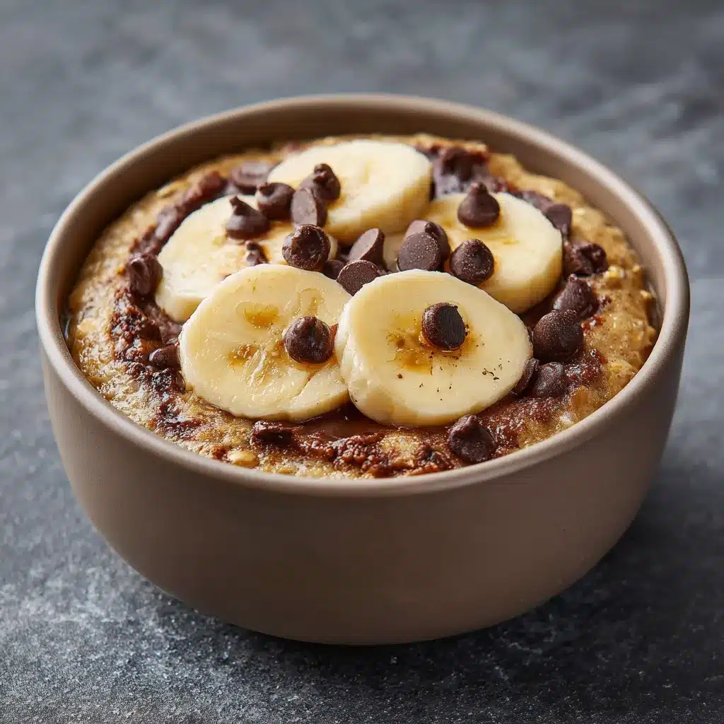Bowl cake banane-choco moelleux servi dans un bol blanc avec pépites de chocolat fondantes