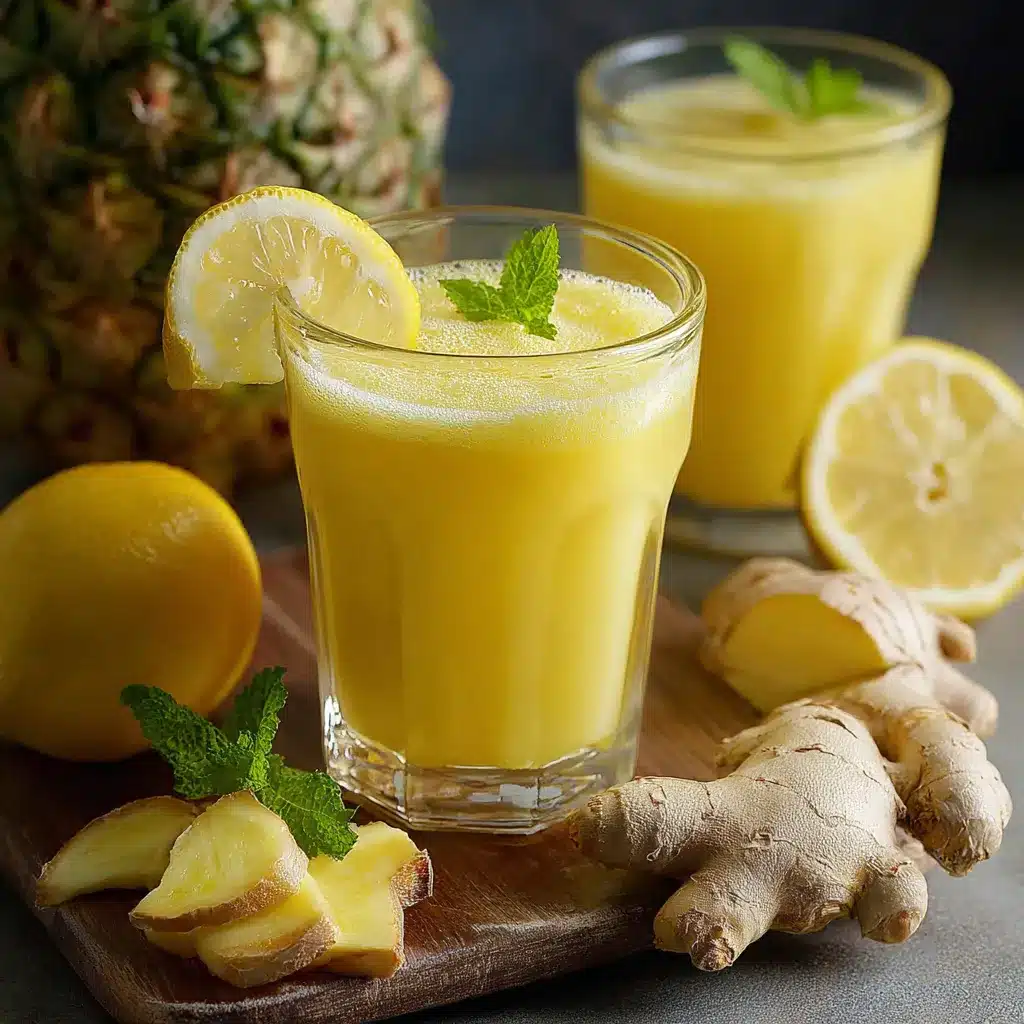 verre de boisson ananas citron gingembre fraîche avec menthe