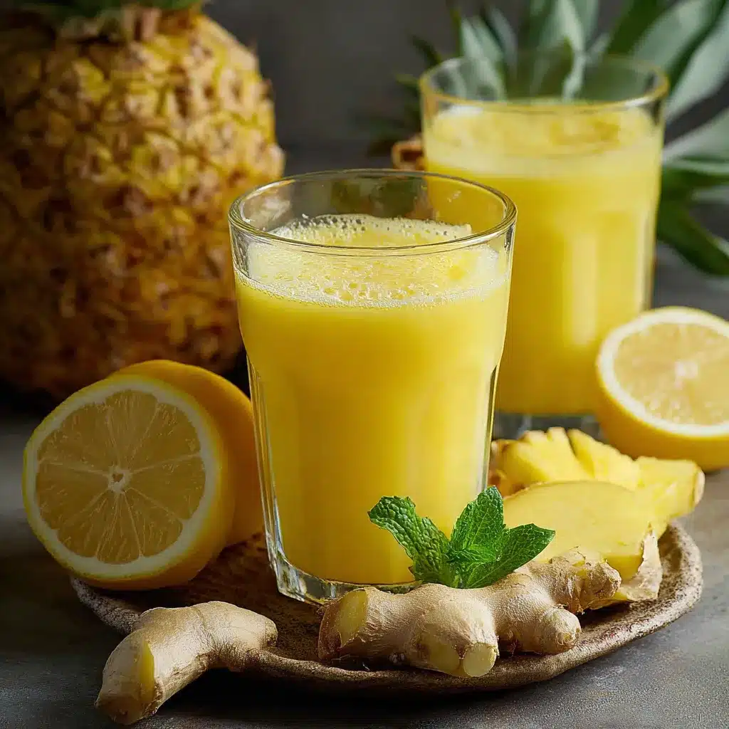 verre de boisson ananas citron gingembre fraîche avec menthe