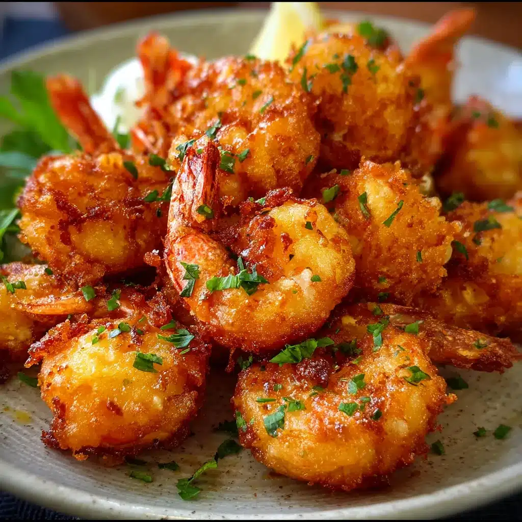 Beignets de crevettes croustillants dorés, servis avec sauce aigre-douce