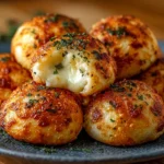 Bombes au fromage et à l’ail dorées à la sortie du four
